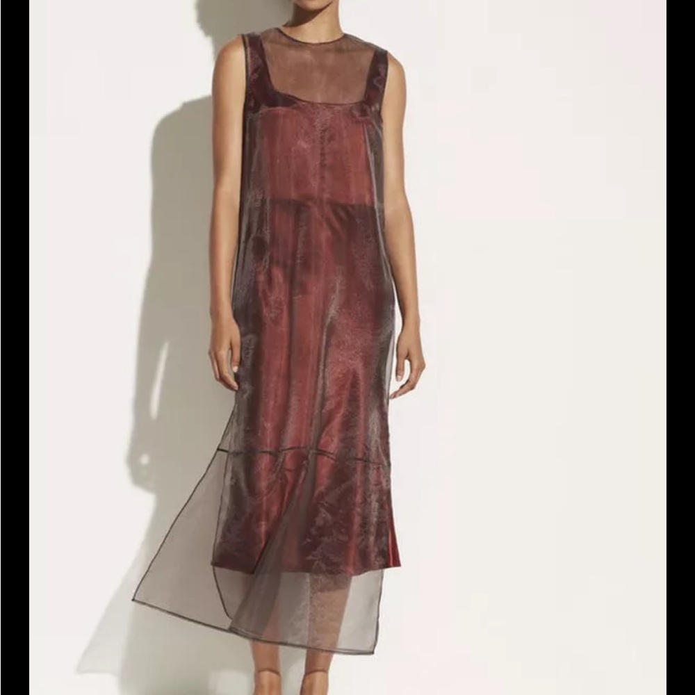 Vince Double Layer Organza Dress (Dark Bronze) NEW